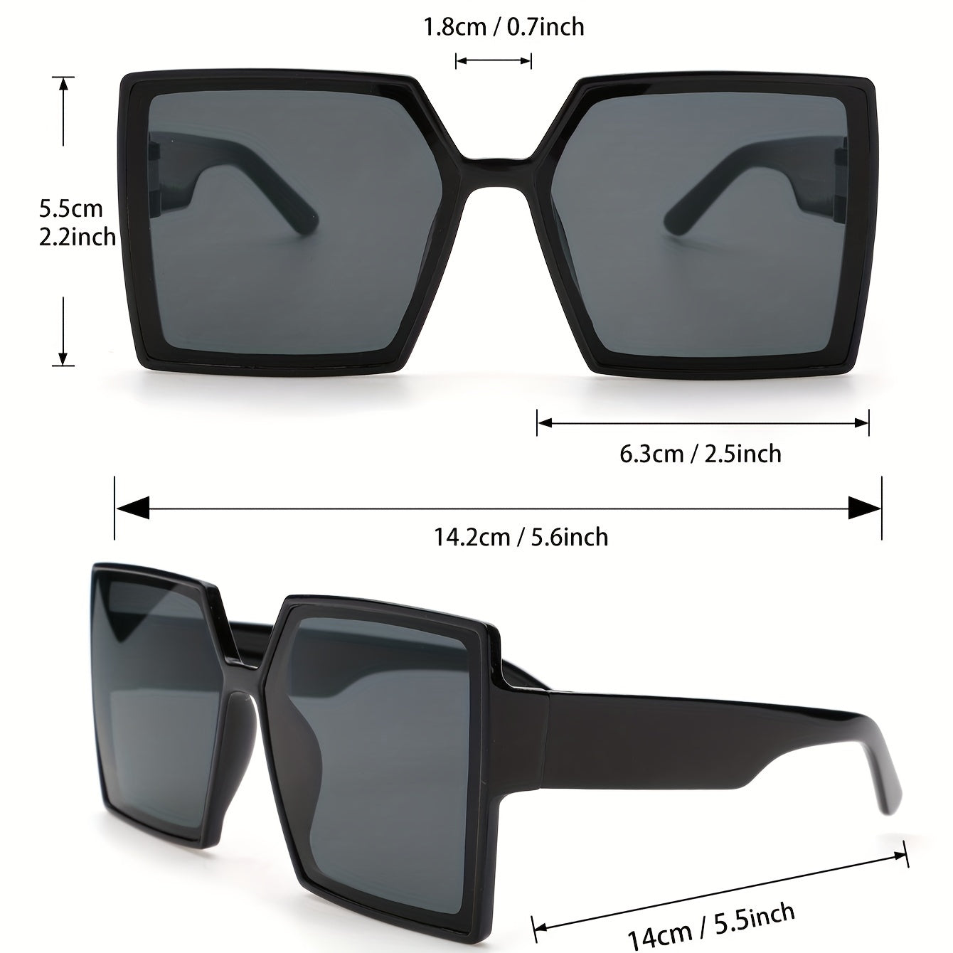 Square Sunglasses Large UV400 Sun Shades Driving Beach Travel