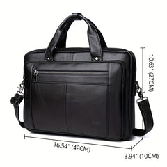 SCHLATUM Men's Cowhide Leather Briefcase Crossbody Bag