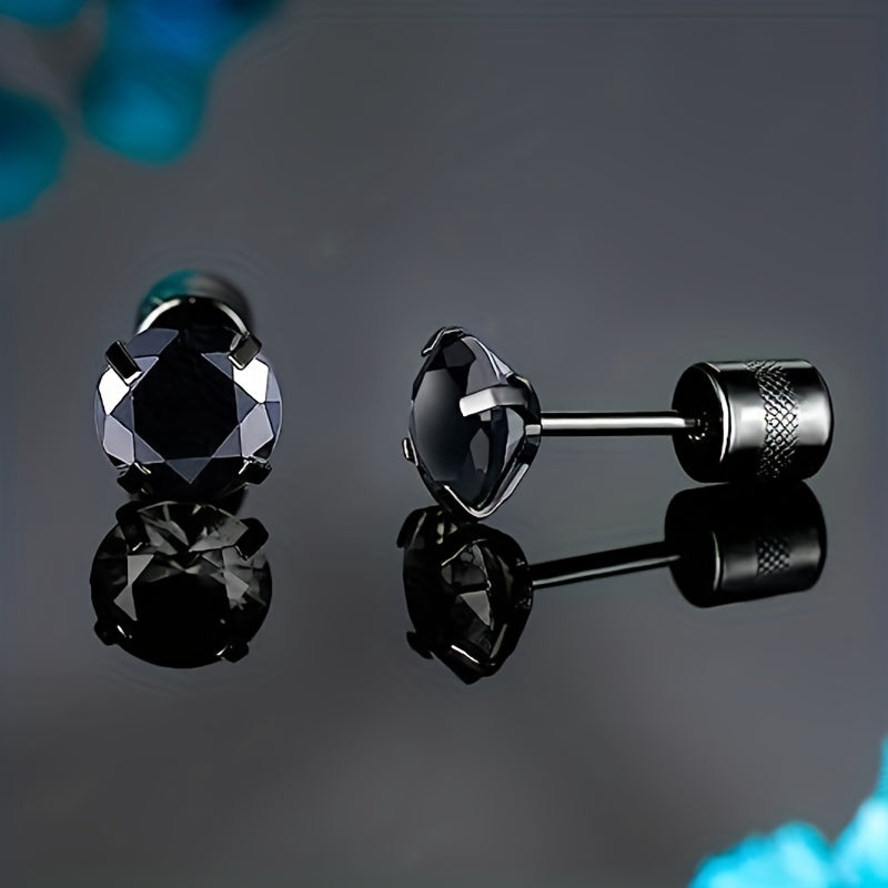 Double Sided Faux Diamond Stud Earrings for Men