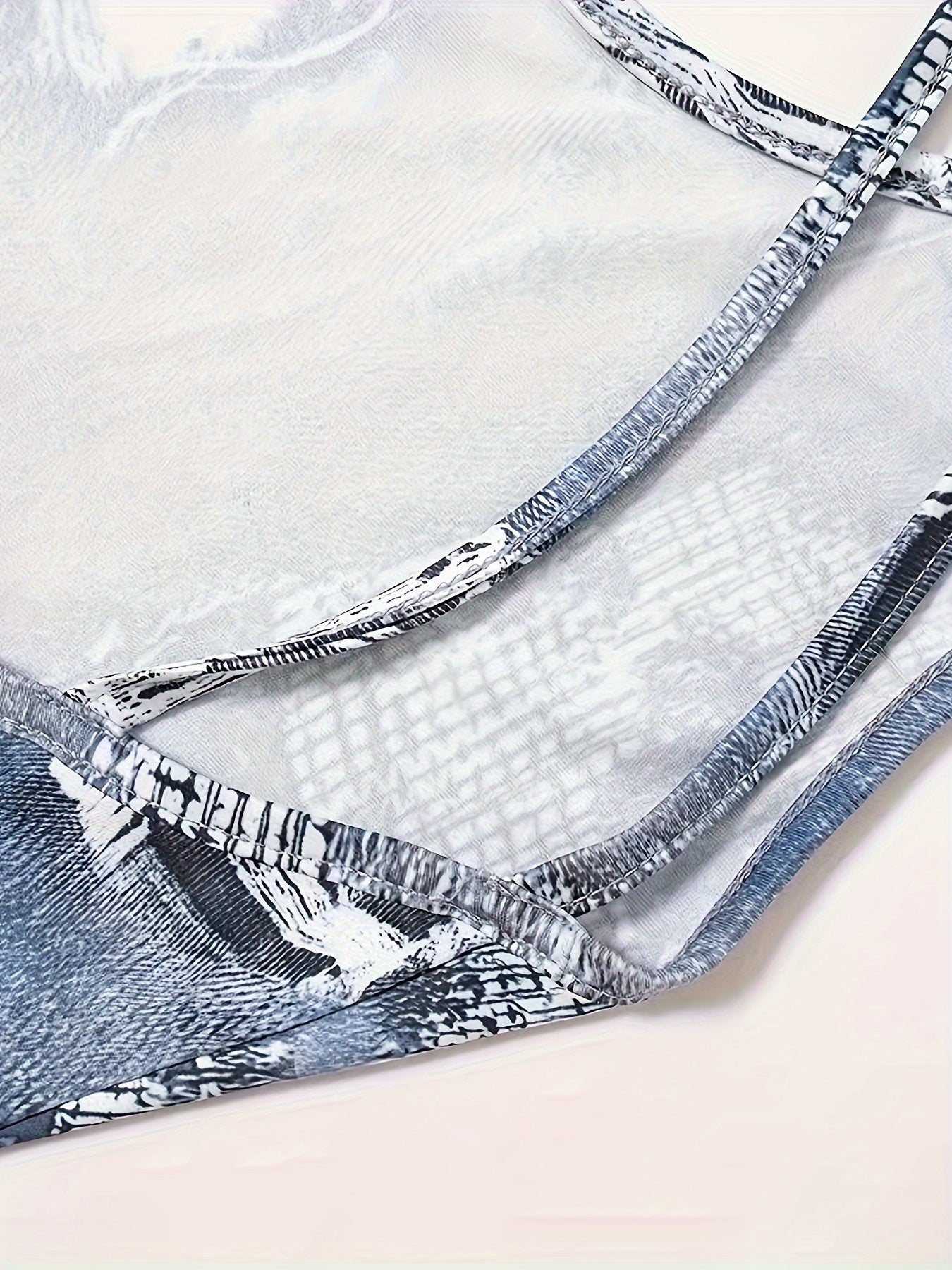  Denim Print Backless Cami Jumpsuit