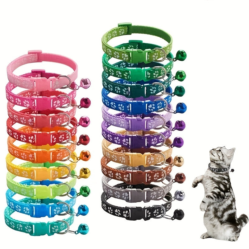 Adjustable Printed Cat Collar with Bell - Quick Release and Safe