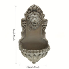 Realistic Gray Lion Head Wall Decoration for Fairy Gardens