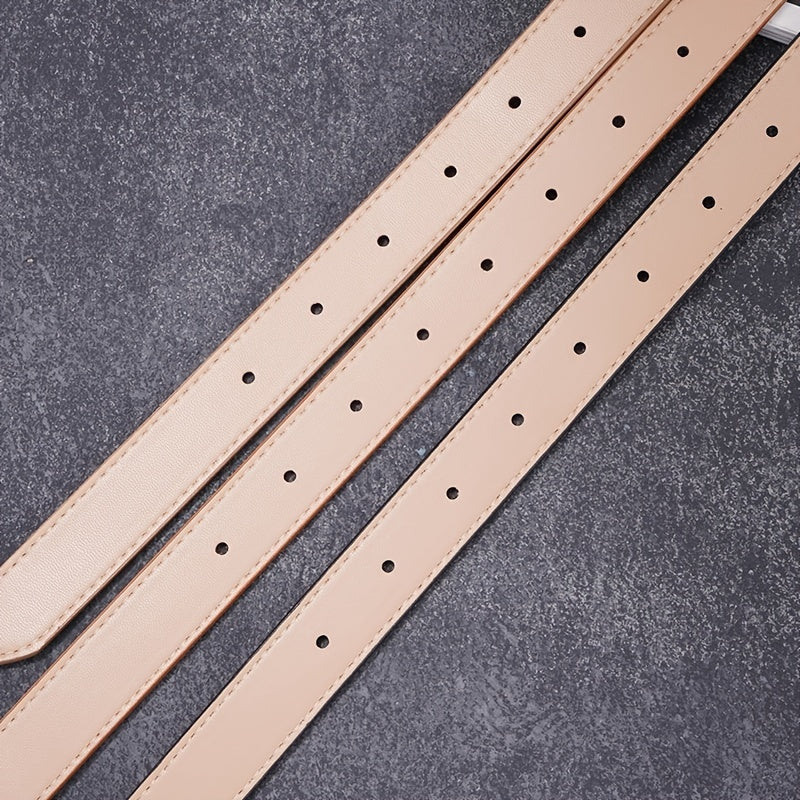 Solid Leather Belt Women's Casual Pin Half Round Buckle Belts