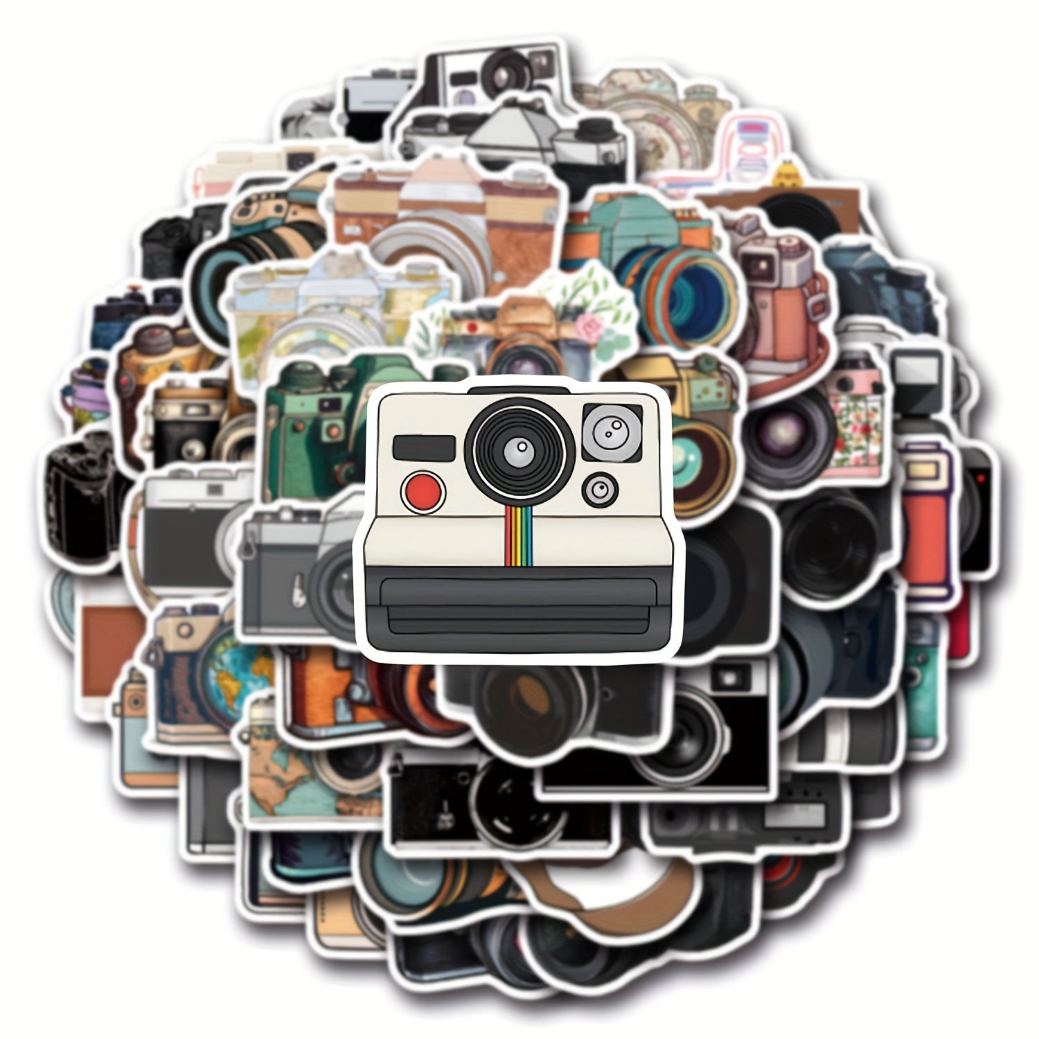 55 Camera Themed PVC Stickers for Scrapbooking Laptops Water Bottles