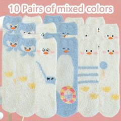 5 10 15 Pairs Cartoon Print Socks Women's Stockings & Hosiery