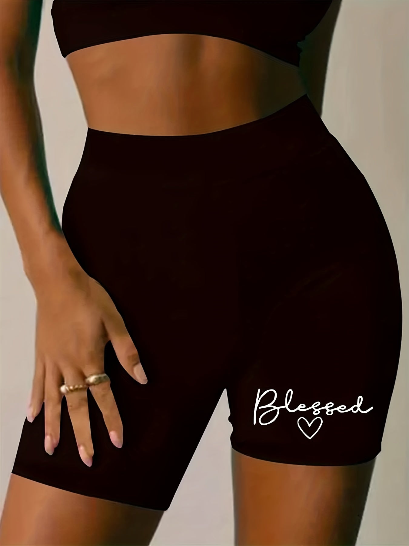  Casual Shorts Women's Plus Letter & Heart Print