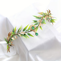 Chinese Style Crystal Hair Band Green Wreath Headband