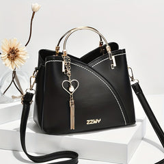Stylish Shoulder Bag Heart Faux Pearl Tassel Large Capacity Crossbody Bag