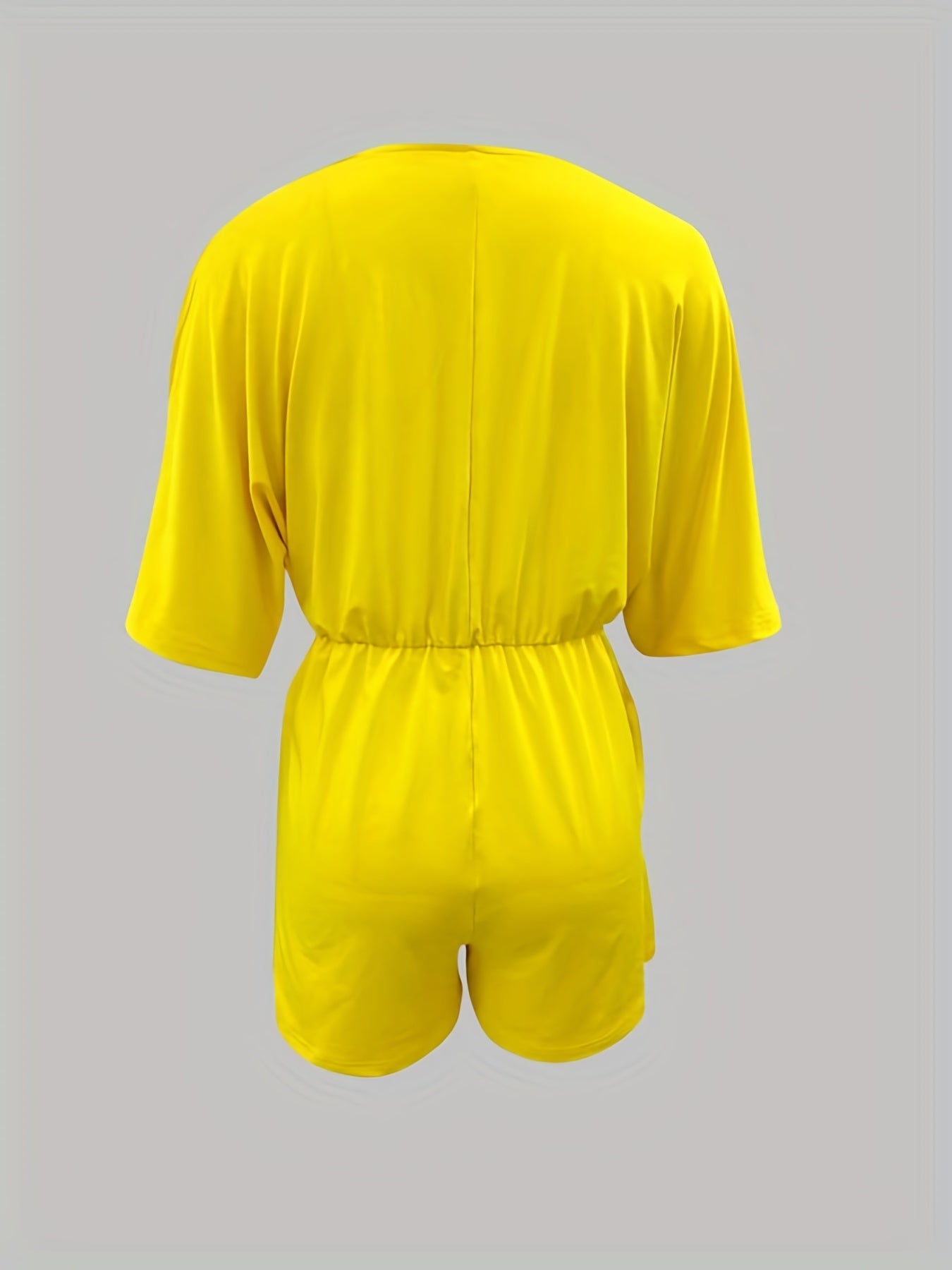Short Sleeve Romper Jumpsuit Drawstring Waist Casual