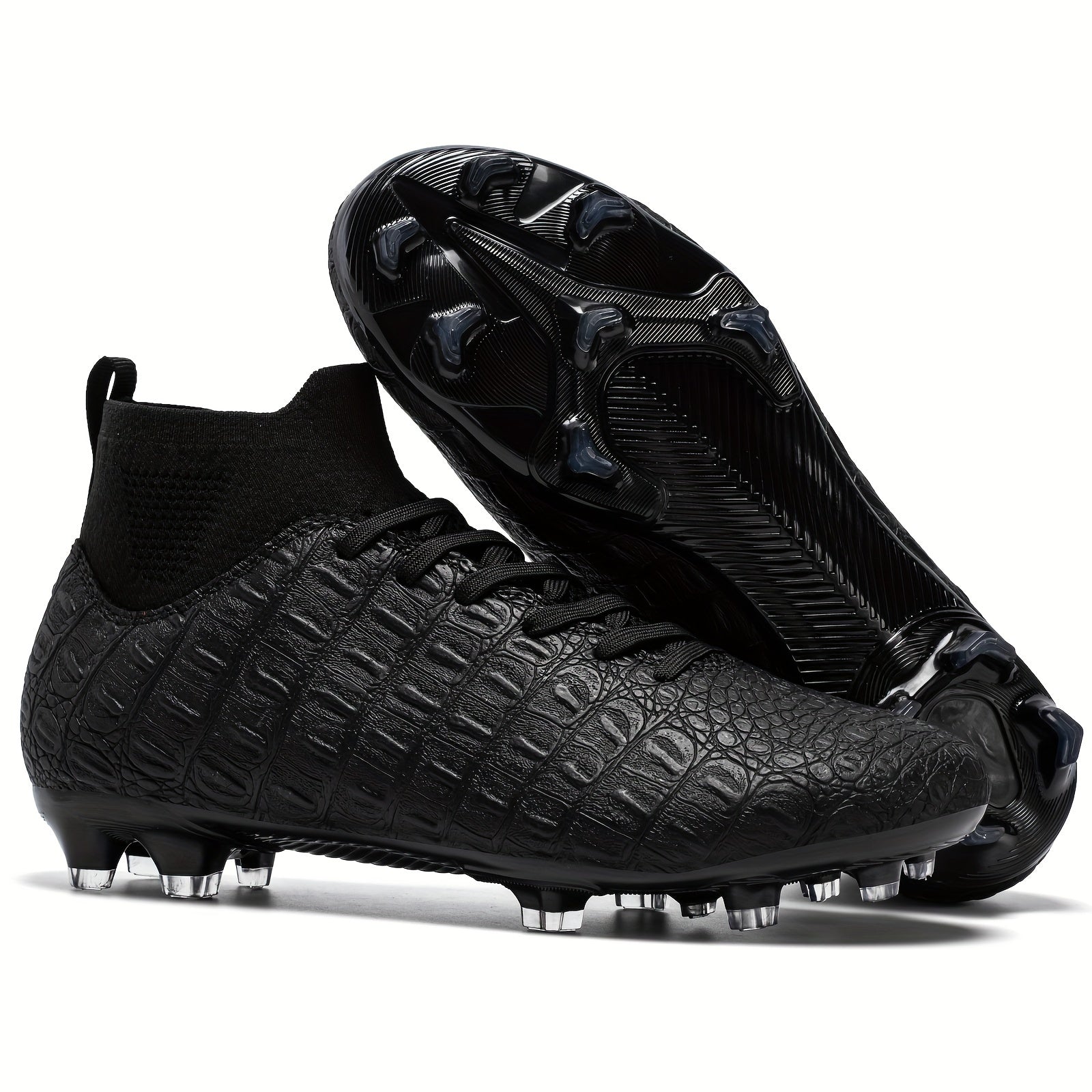 Men's High Top Football Cleat With Spikes Non Slip PU Leather