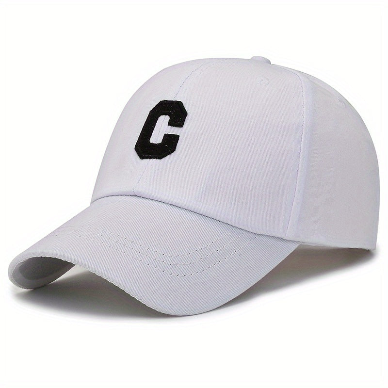 C Label Baseball Cap Cotton Solid Adjustable Sports Hat Outdoor Sunscree
