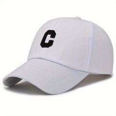 C Label Baseball Cap Cotton Solid Adjustable Sports Hat Outdoor Sunscree
