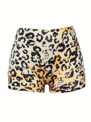  Women's Leopard & Slogan Print High Rise Shorts