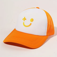Printed Trucker Hat Block Baseball Cap Adjustable Mesh Sunshade Dad Hat