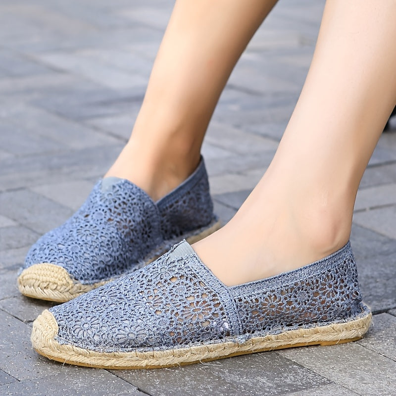Floral Lace Espadrille Flat Shoes Women's Footwear