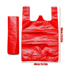100pcs Red Supermarket Shopping Bags Takeaway Bags Convenience Bags
