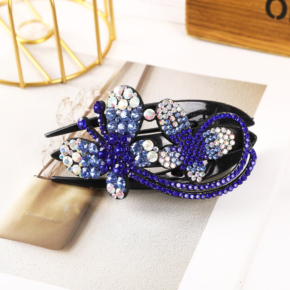 Rhinestone Flower Hair Claw Clip Strong Hold Hairpin