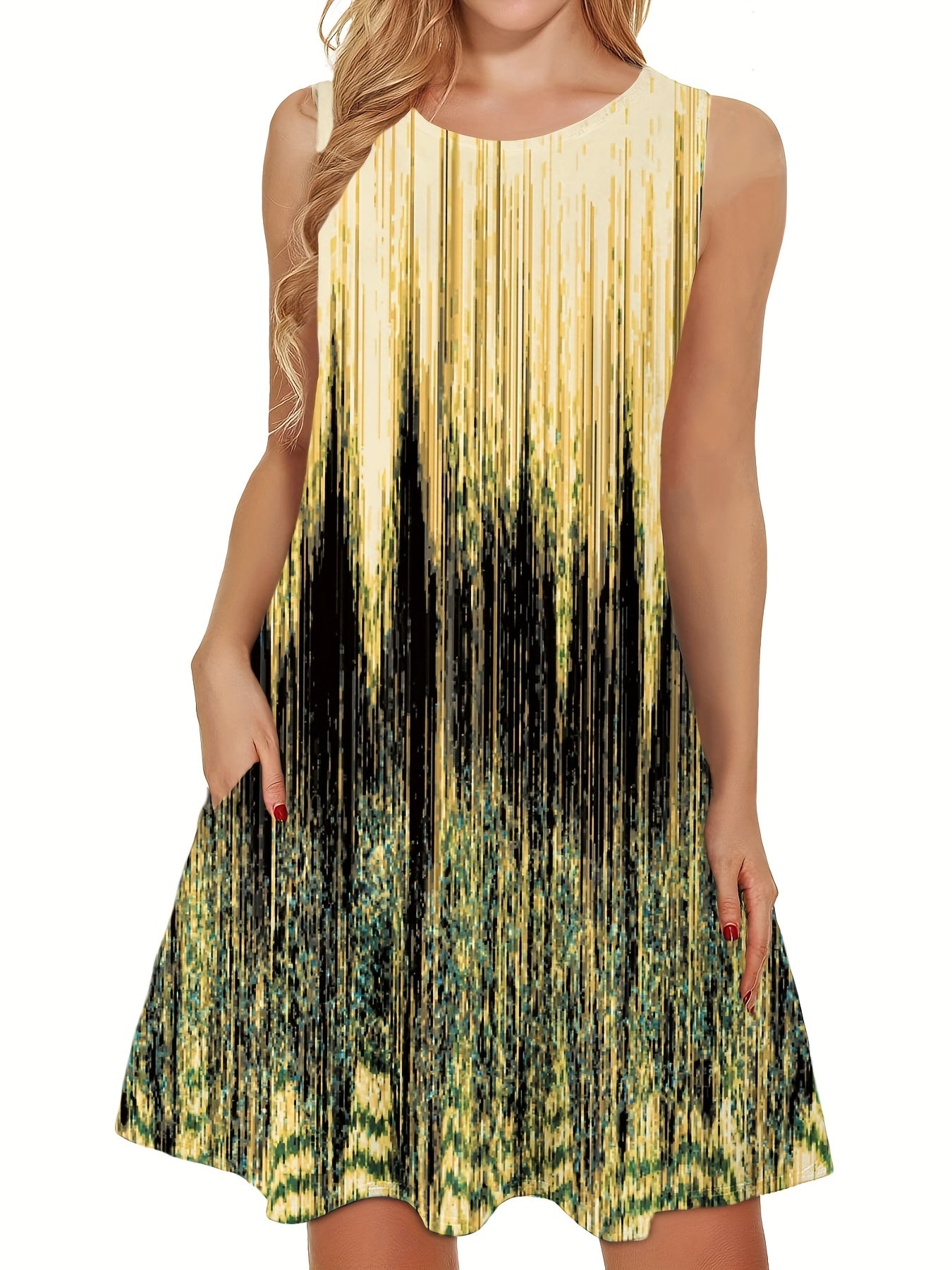 Sleeveless Mini Dress Crew Neck Casual Dress Women's Clothing