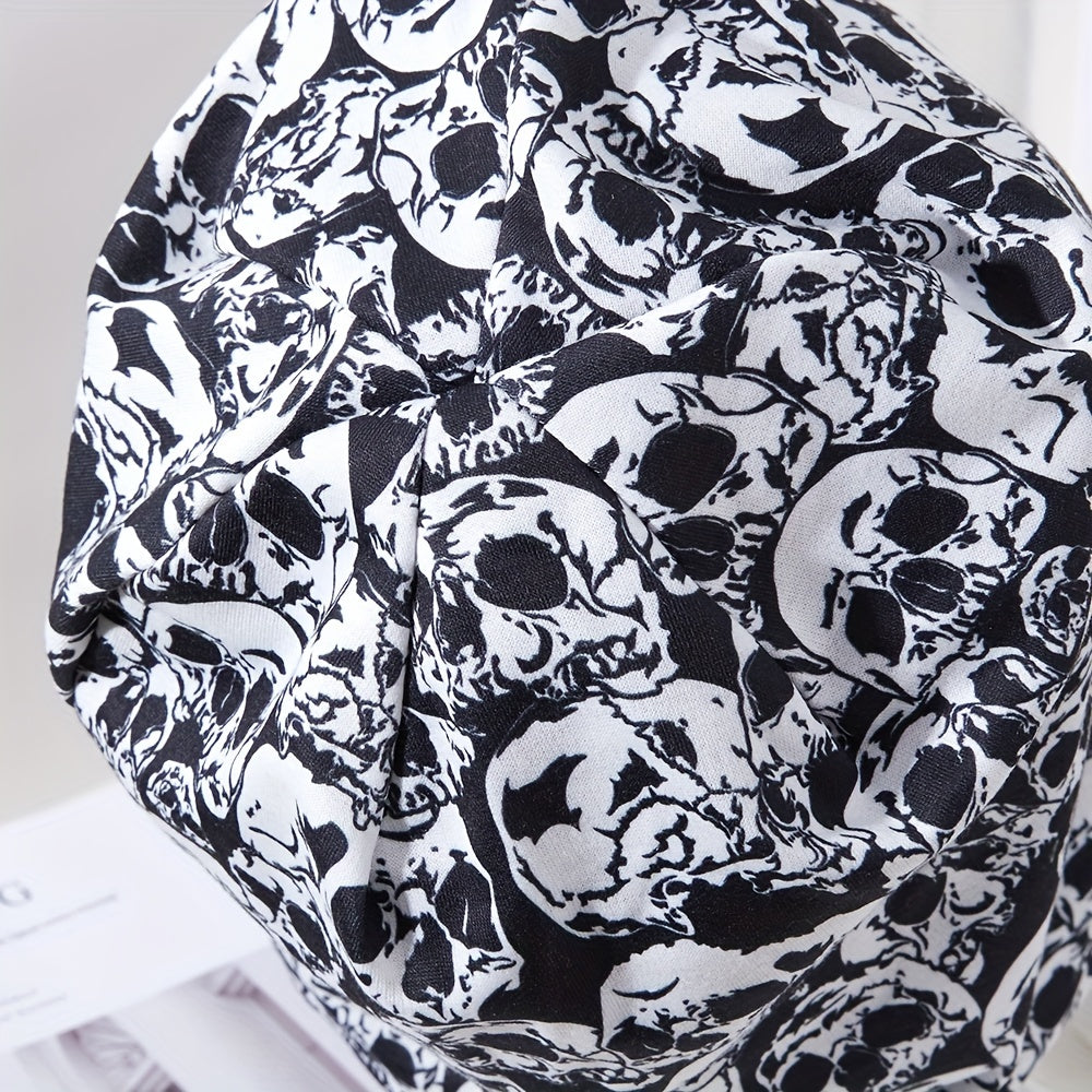 Men's Pullover Skull Print Knitted Stacking Turban Hat