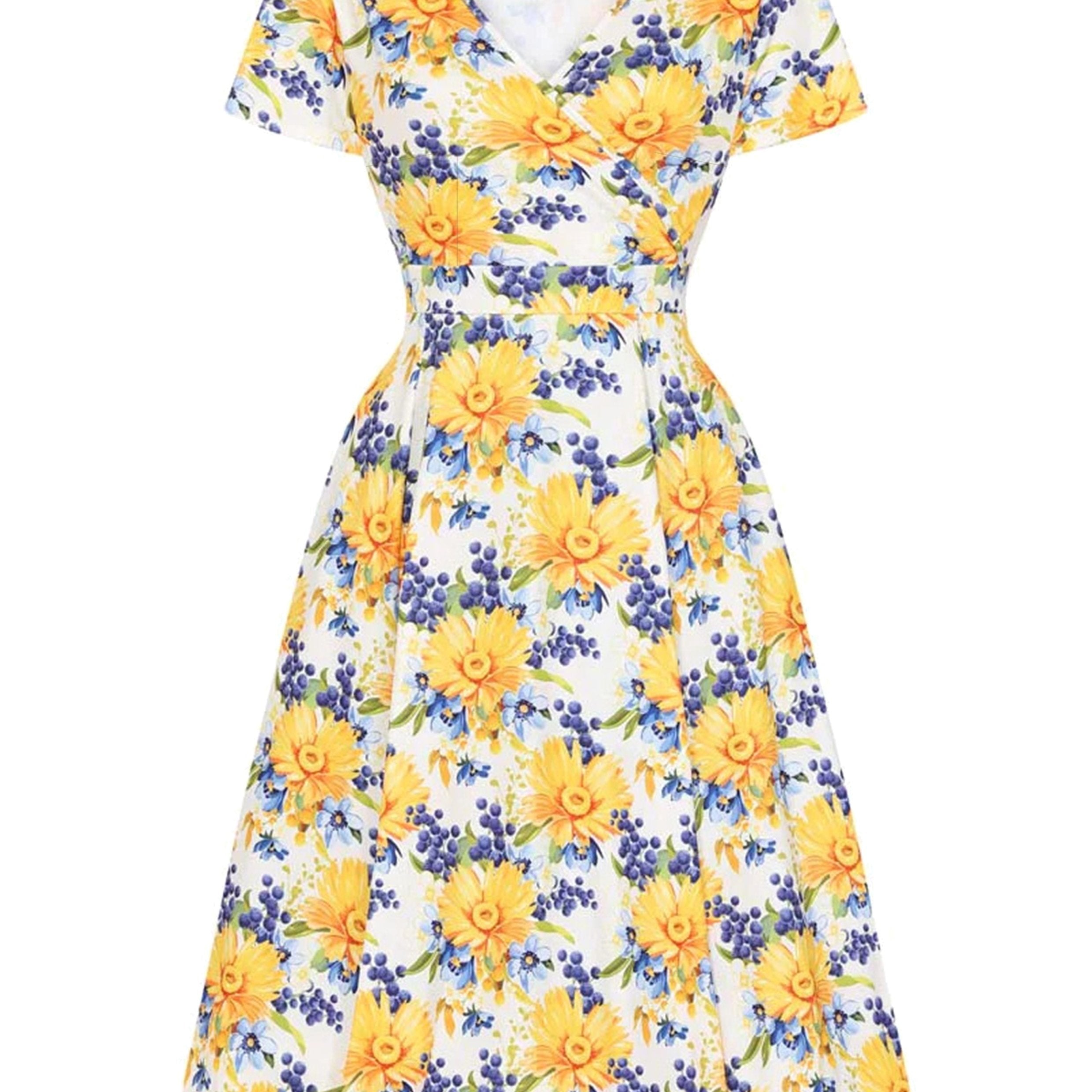 Women's Plus Floral Print Short Sleeve Surplice Neck Dress