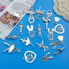 20pcs Antique Silvery Ballerina Girl Pendants For DIY Jewelry Making