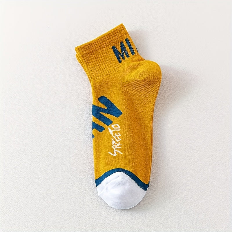 Men's Letter Pattern Crew Socks Breathable Comfy Casual Unisex Socks