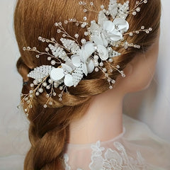 Faux Pearl Hair Comb Head Piece Flower Hair Accessories For Women