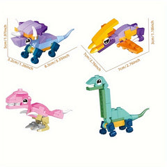 12-in-1 Dinosaur Building Block Set - Create 12 Animals or Large Dinosaurs