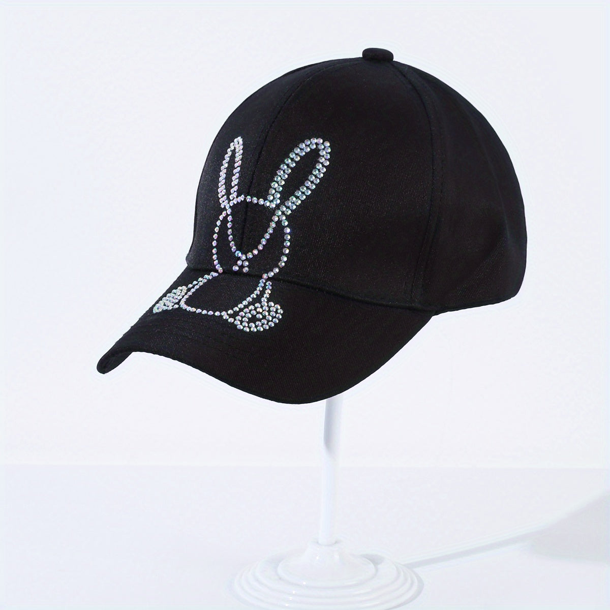 Rhinestone Bunny Baseball Cap Women Sunscreen Sports Hat Adjustable