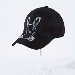 Rhinestone Bunny Baseball Cap Women Sunscreen Sports Hat Adjustable