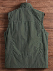 Men's Zipper Pockets Cargo Vest for Outdoor Activities