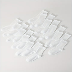 20 Pairs Women's Solid Mid Tube Socks