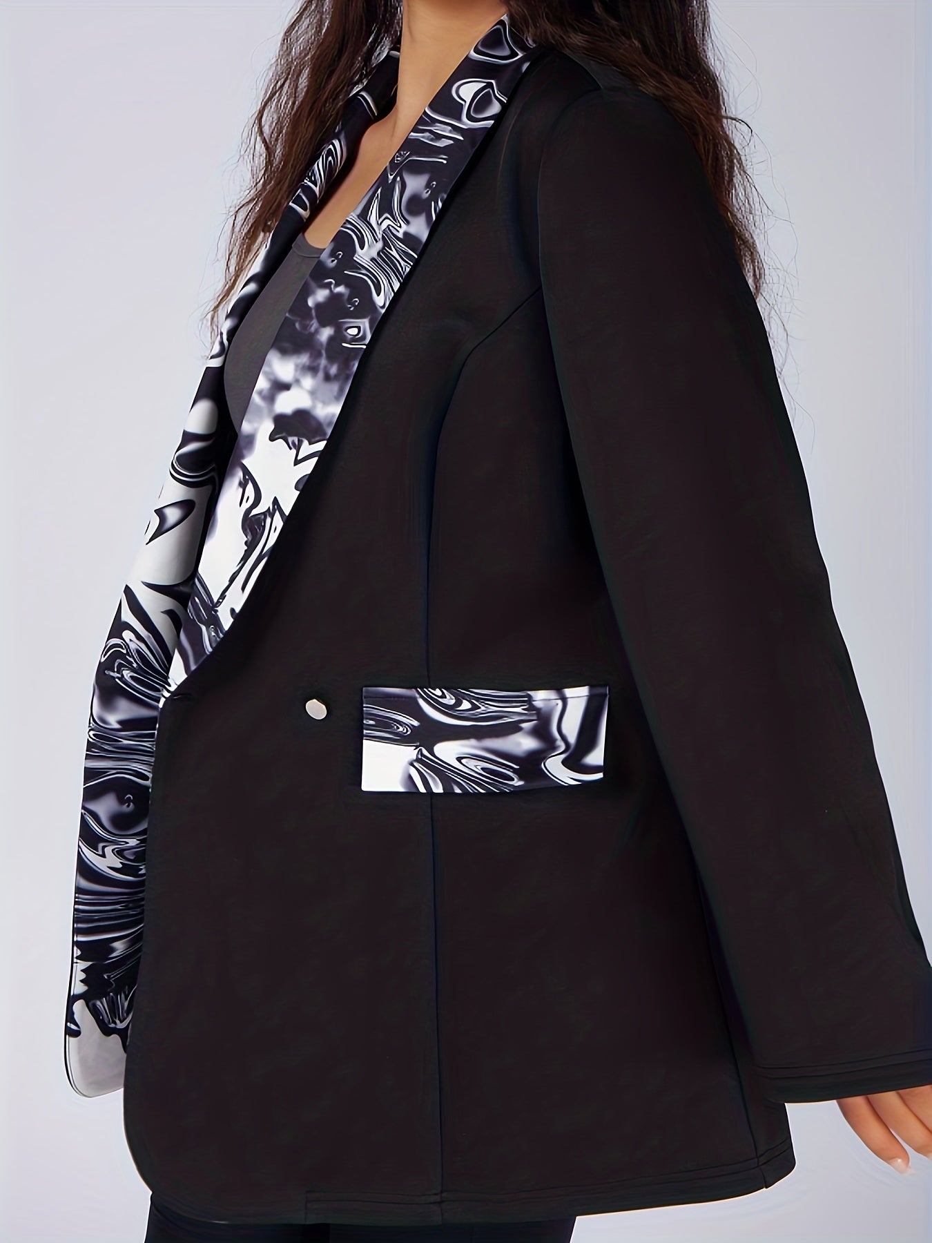  Colorblock Stripe Print Blazer