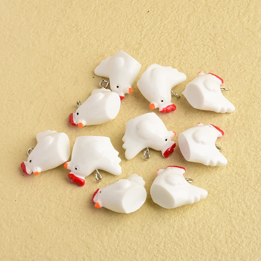 10pcs Cartoon Animal Rooster Pendants DIY Bracelet Necklace Accessories