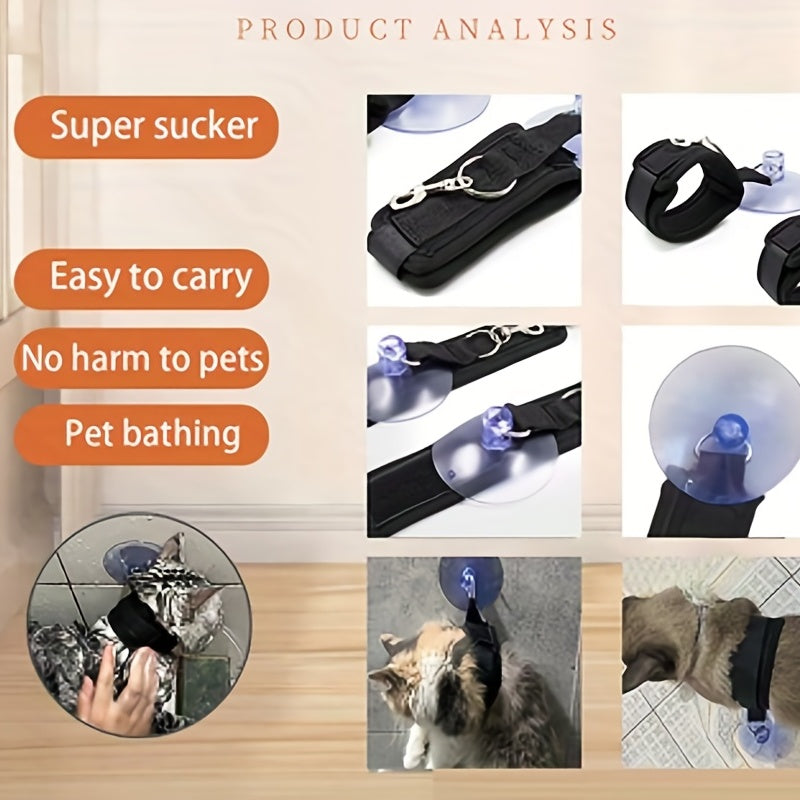 Pet Bathing Tool with Traction Rope and Suction Cup Hook