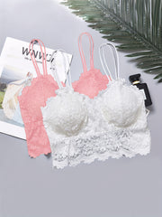 2pcs Lace Wireless Bras Comfy Scallop Trim Women's Lingerie