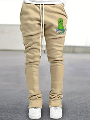 Men's Alien Pattern Drawstring Bell Bottom Pants