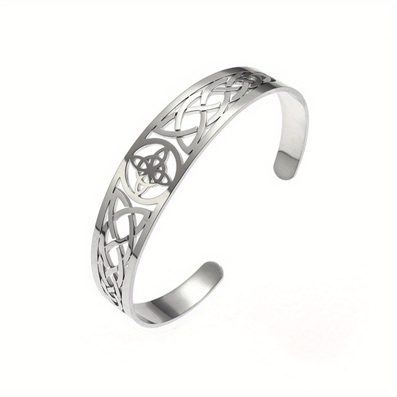 Stainless Steel Witch Knot Adjustable Open Cuff Bracelet