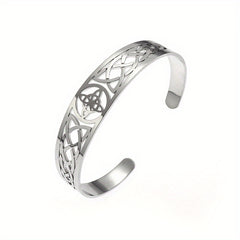 Stainless Steel Witch Knot Adjustable Open Cuff Bracelet