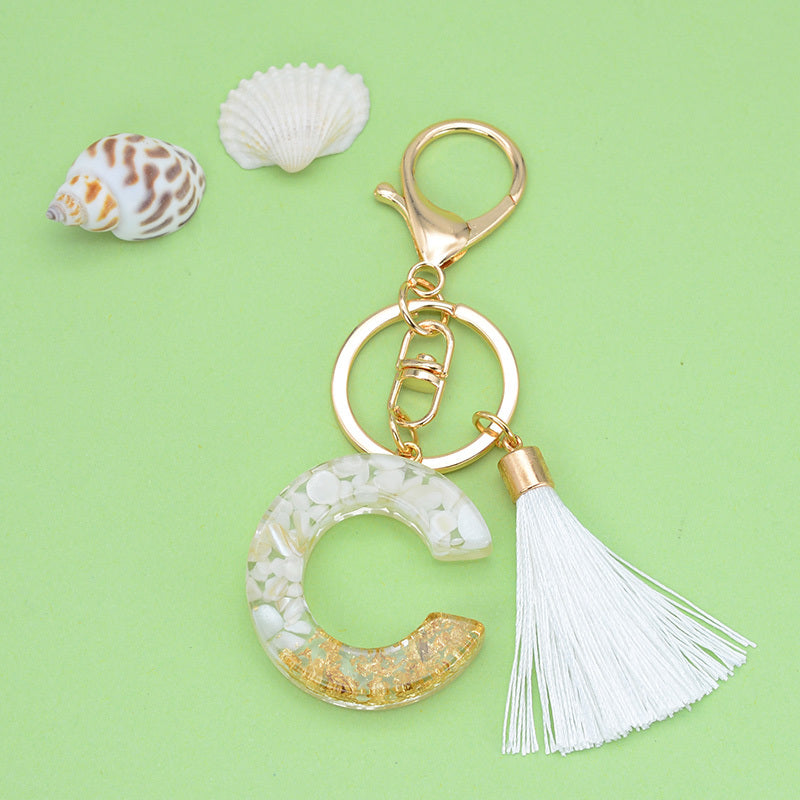 Resin Initial Letter Keychain A Tassel Charm Women Girls