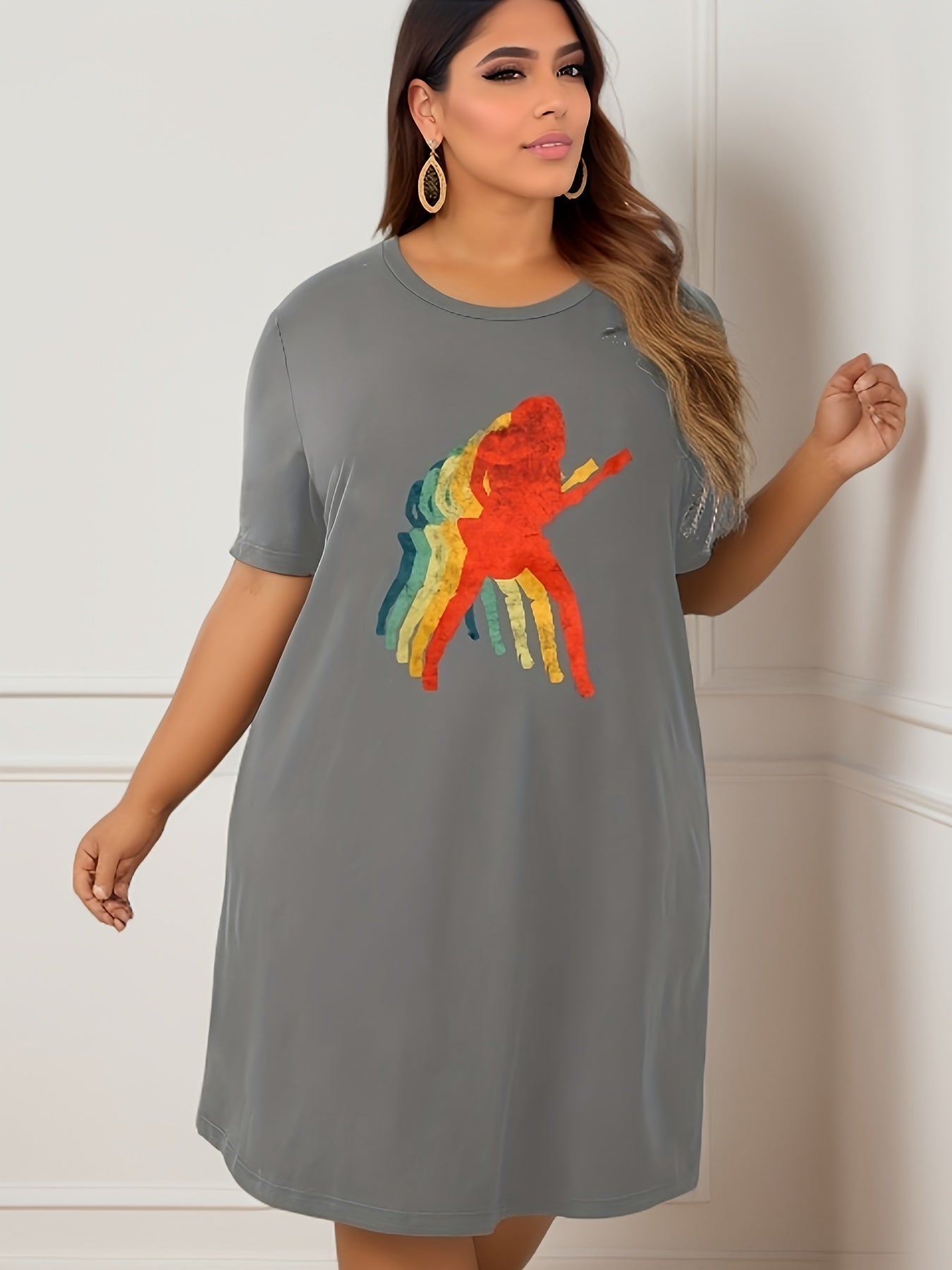  Rainbow Figure Print Tee Nightdress