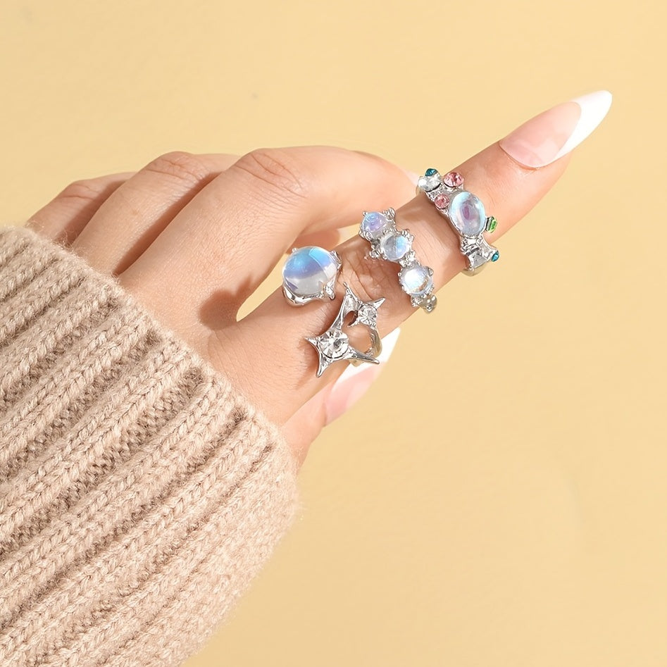 Y2k Moonstone Dazzling Ring for Girls - Daily Outfits Party Accessory