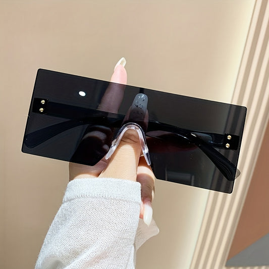 Oversized Square Rimless Sunglasses UV400 Sun Shades