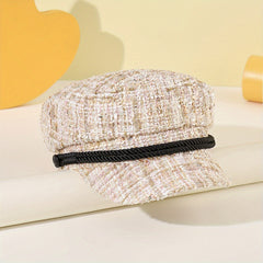 Vintage Chunky Beret Plaid Painter Hat British Style Warm Newsboy Hat