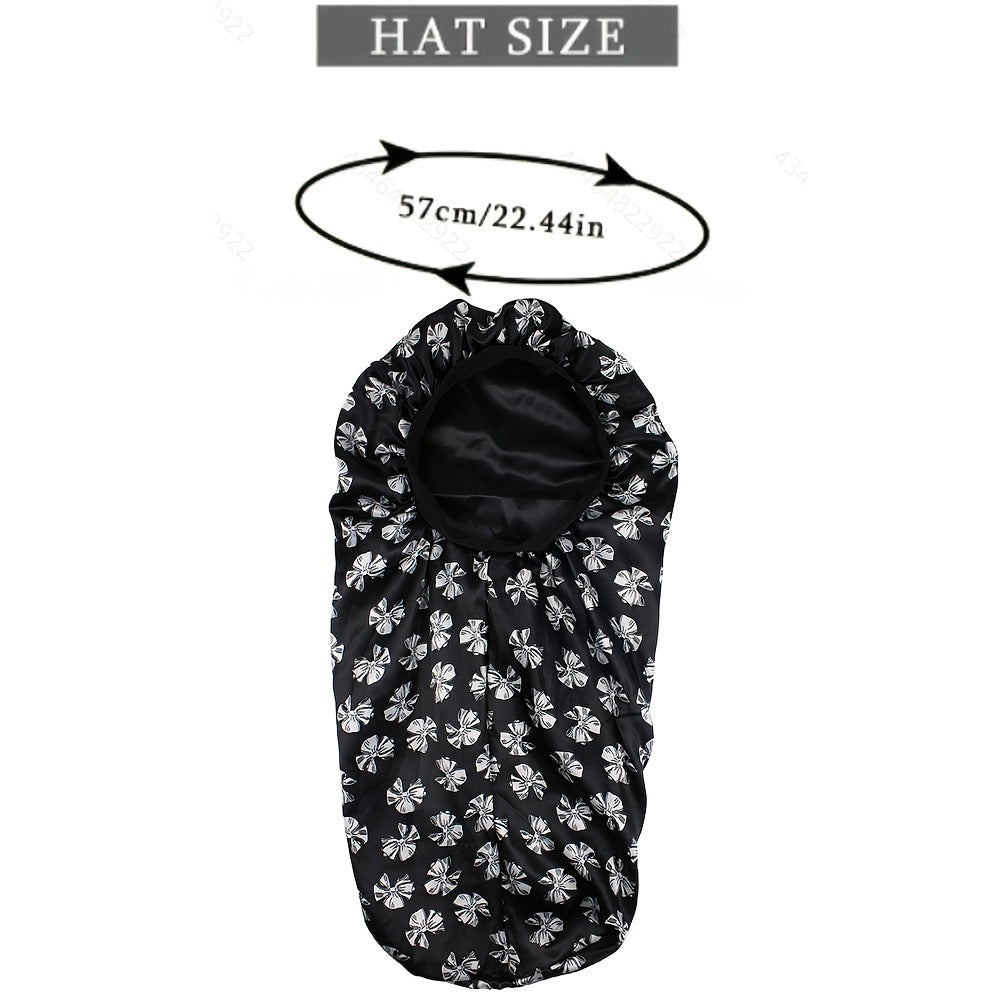 Flower Print Satin Bonnet Silk Sleep Cap for Women