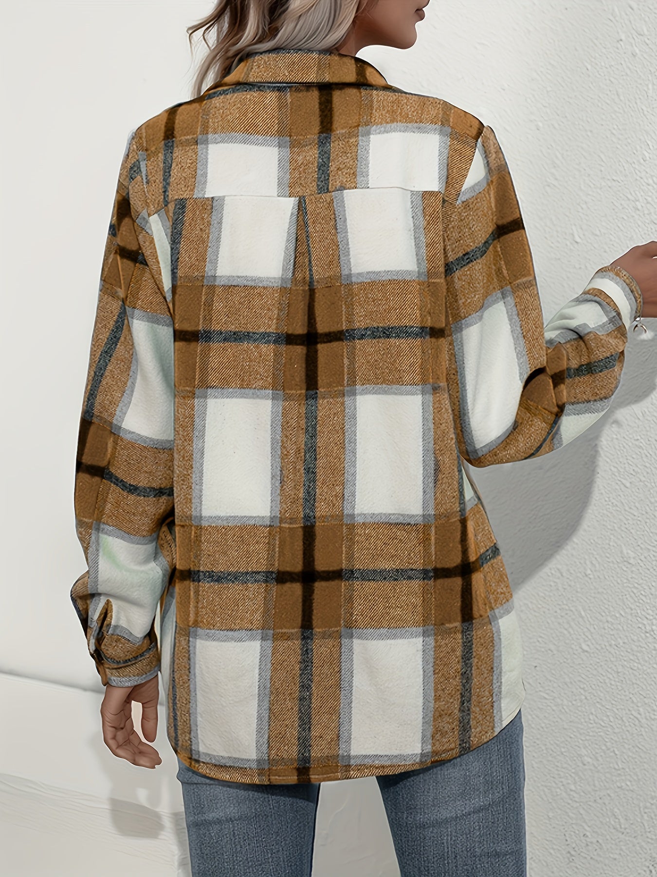  Plaid Print Long Sleeve Button Up Shirt