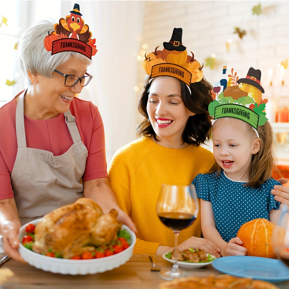 6pcs Thanksgiving Hair Hoop Dress Up Supplies Happy Thanksgiving Party