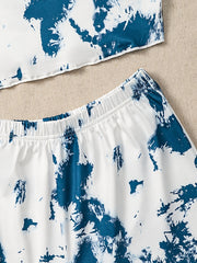 Tie Dye Pajama Set Cami Crop Top & Shorts