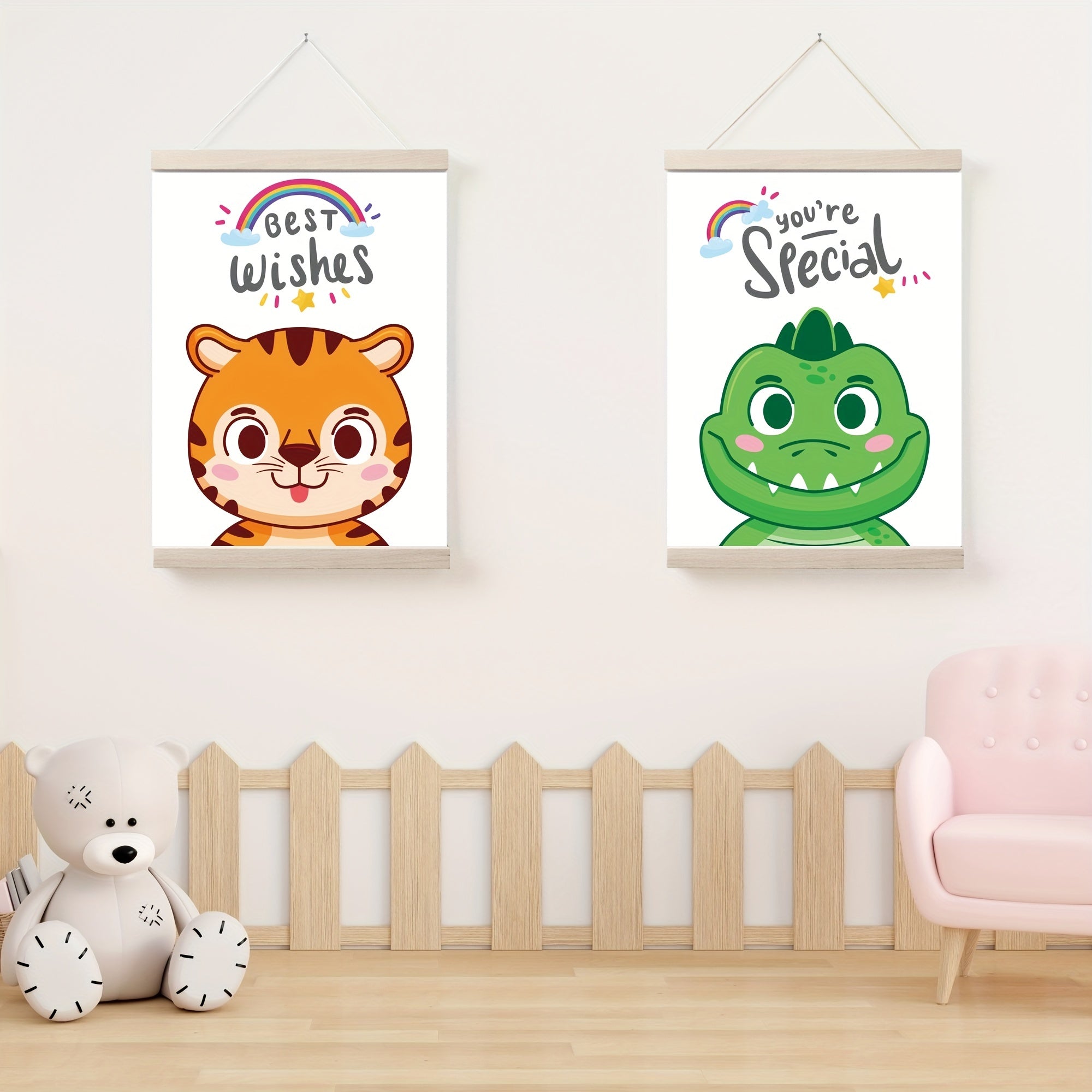 4pcs Animal-themed Nursery Wall Art Print - Cute Baby Room Decor