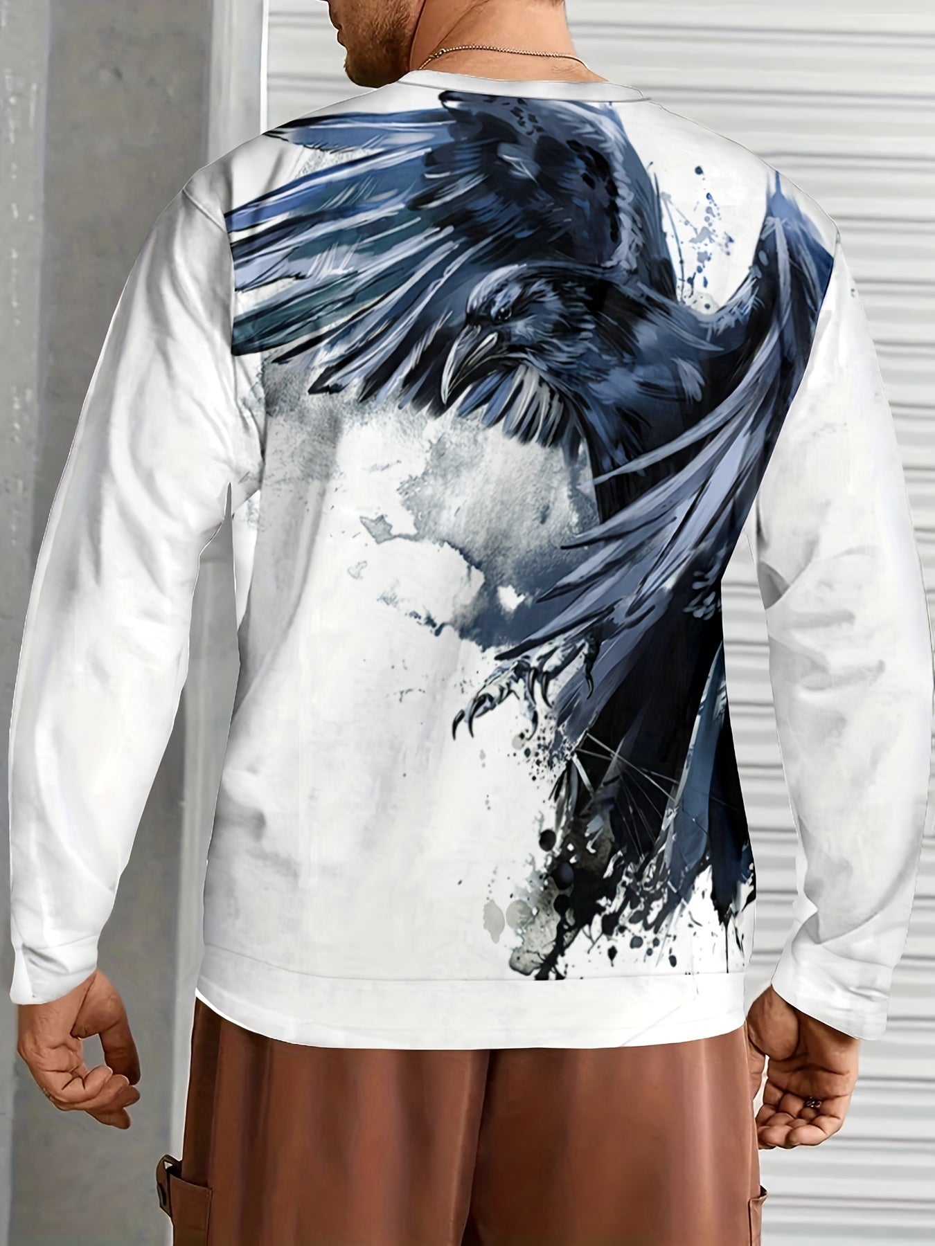 Animal Print Sweatshirt Men's Casual Graphic Crew Neck Pullover